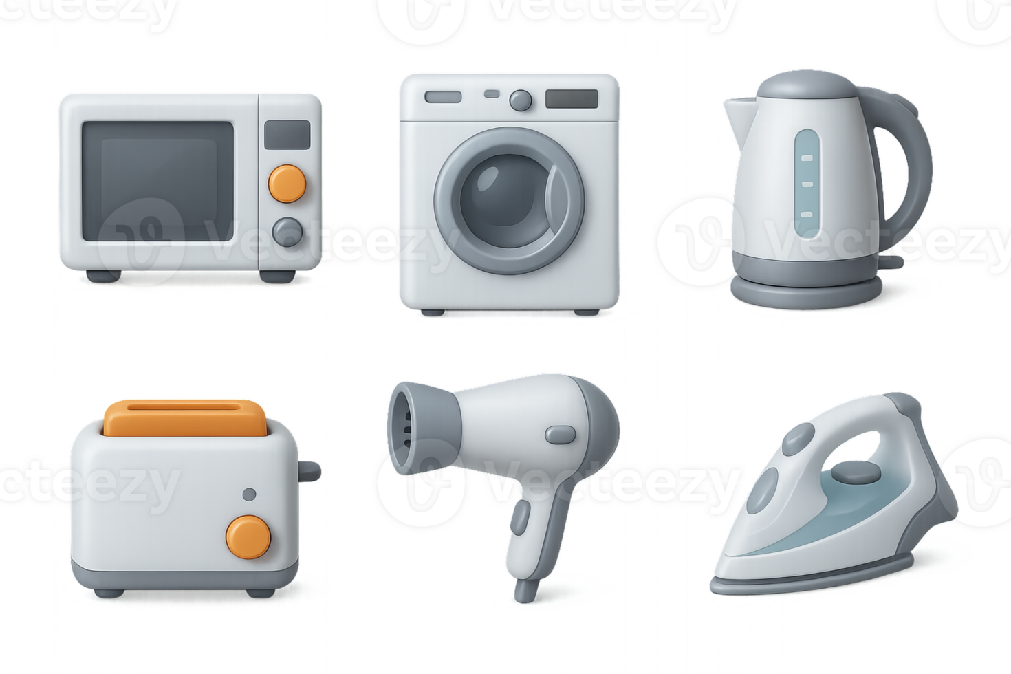 Simple 3D Appliance Icon Set for Modern Home Use and Design png