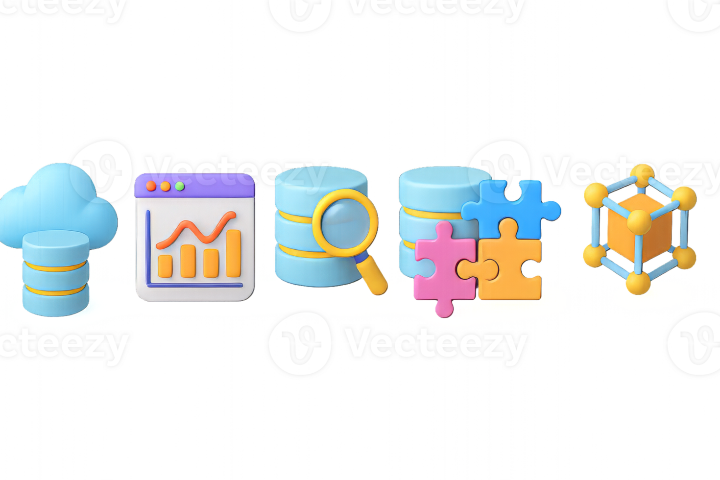 3D Icons Representing Data Management and Analytics Concepts png