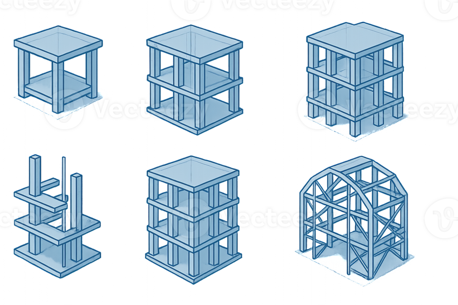 Simple 3D Construction Icons for Architectural and Design Projects png