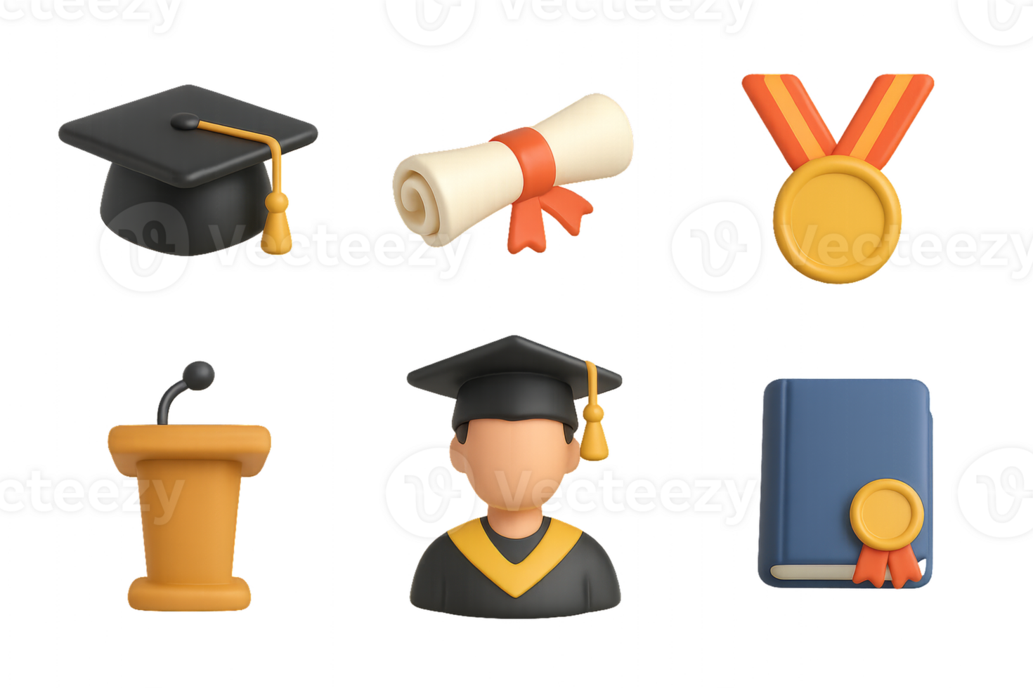 3D Graduation Icons Collection for Educational Themes and Events png