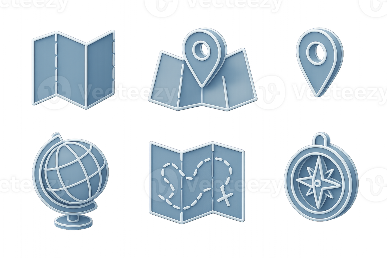 3D Map Design Icons for Navigation and Planning Needs png