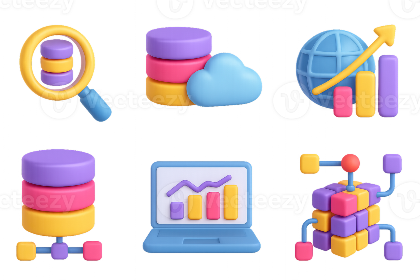 Colorful Data Icons Set for Visualization and Analysis Concepts png