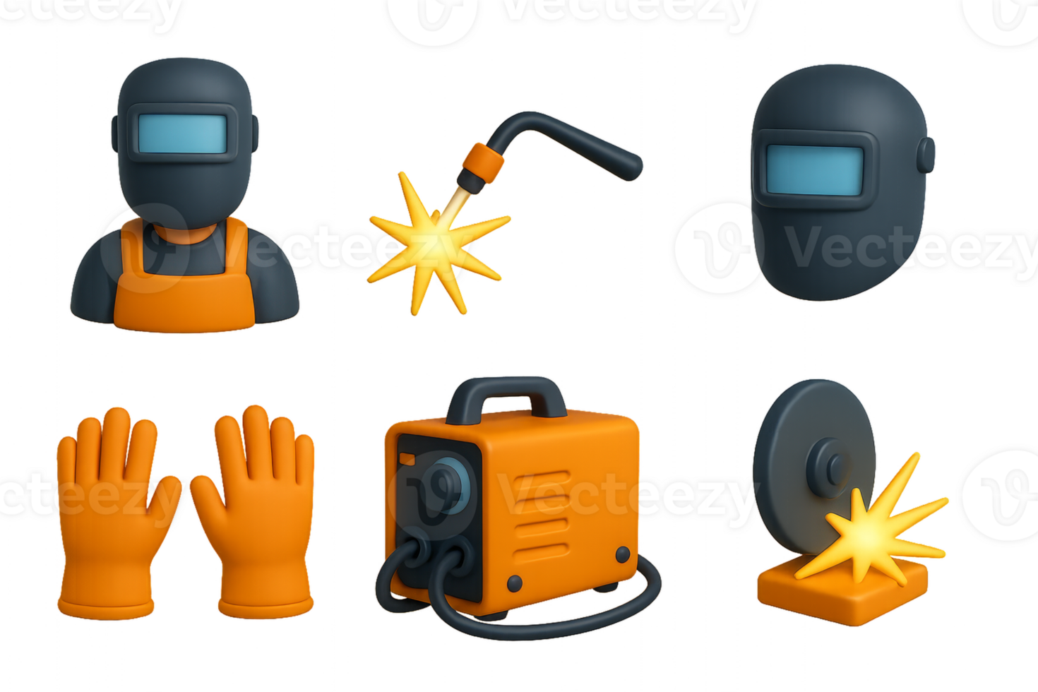 Simple Welder Icon Set Featuring Essential Welding Equipment and Gear png