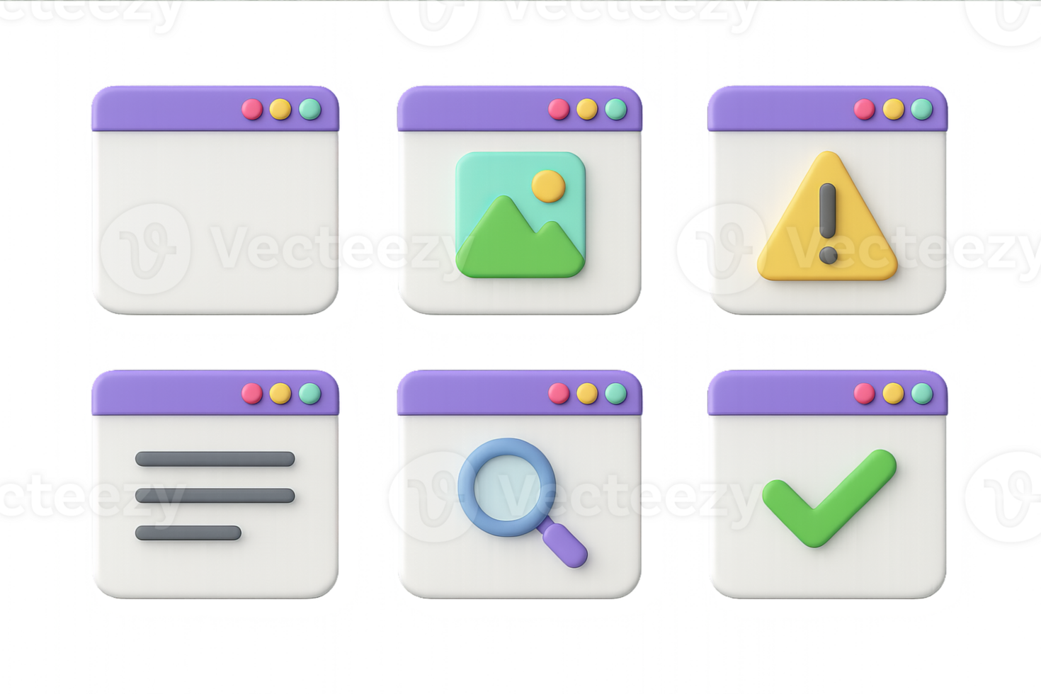 3D Icon Set Featuring Simple Composition Elements for UI Design png