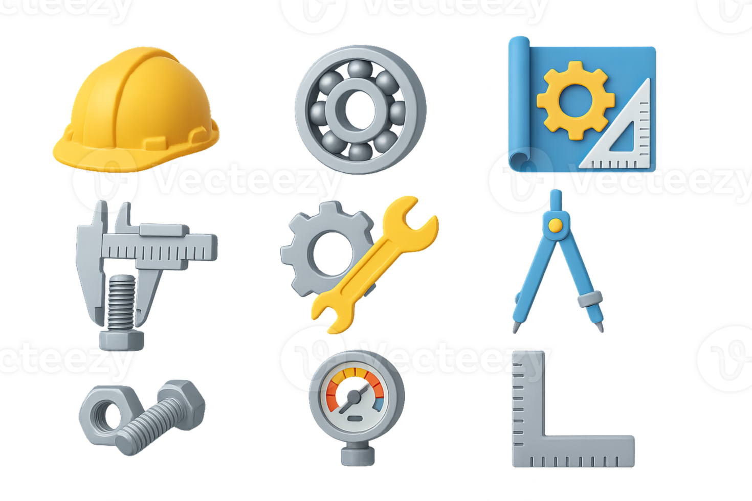 3D Engineering Icons for Technical and Industrial Design Projects png