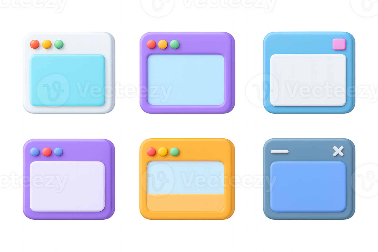 Colorful 3D Icons Set Simple Interface Design Elements png