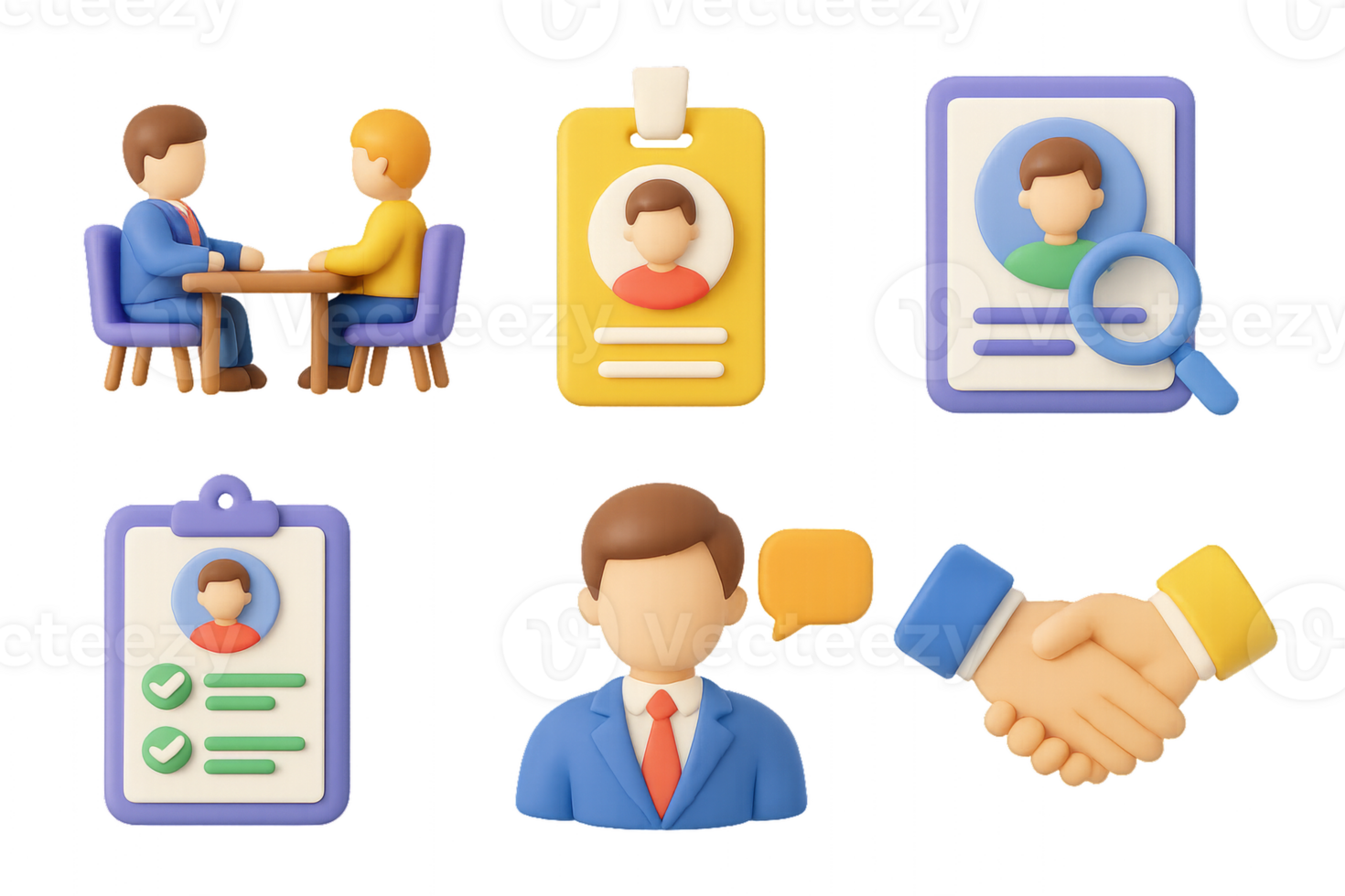 Colorful 3D Design Icons for Business Interaction and Communication png