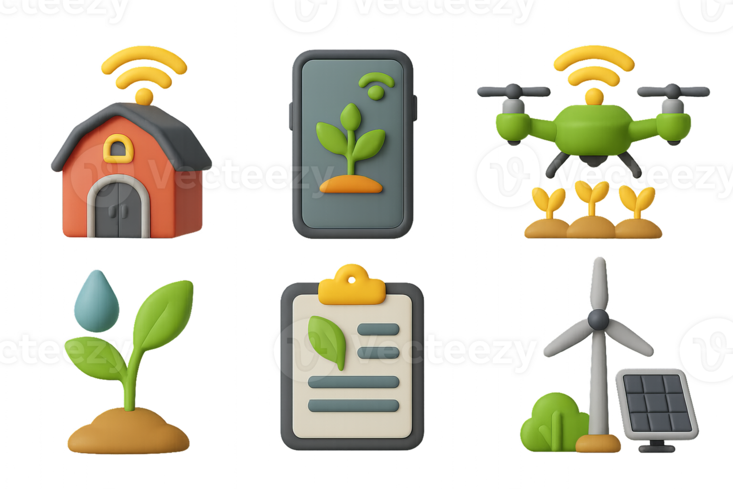 Smart Farm Icons Representing Modern Agriculture Technology Concepts png