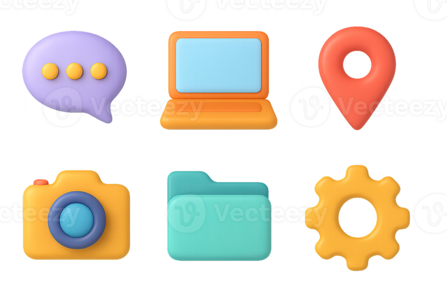 Colorful 3D Icons Collection for Digital Communication and Organization png