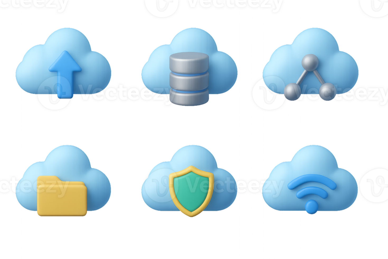 Cloud Technology Icons for Digital Communication and Data Management png