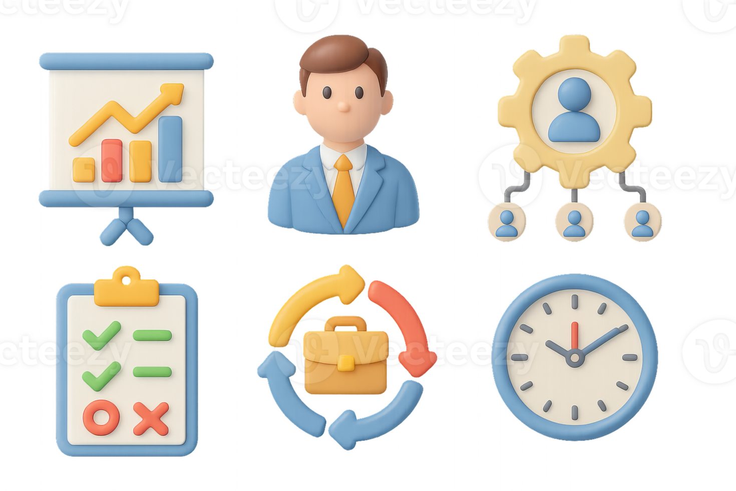 3D Business Icons Set Featuring Simple Compose Elements png