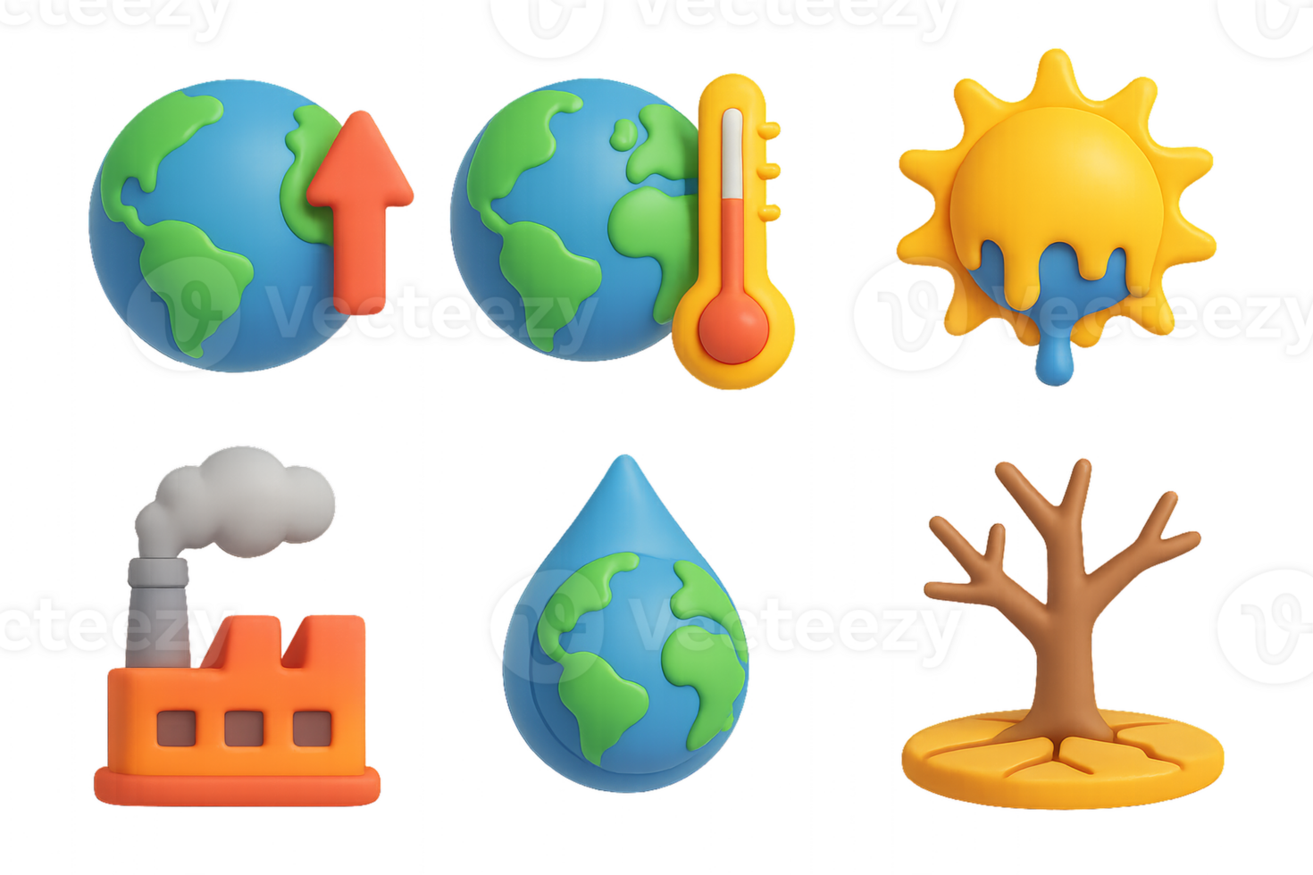 Colorful Icons Representing Global Warming and Environmental Issues png