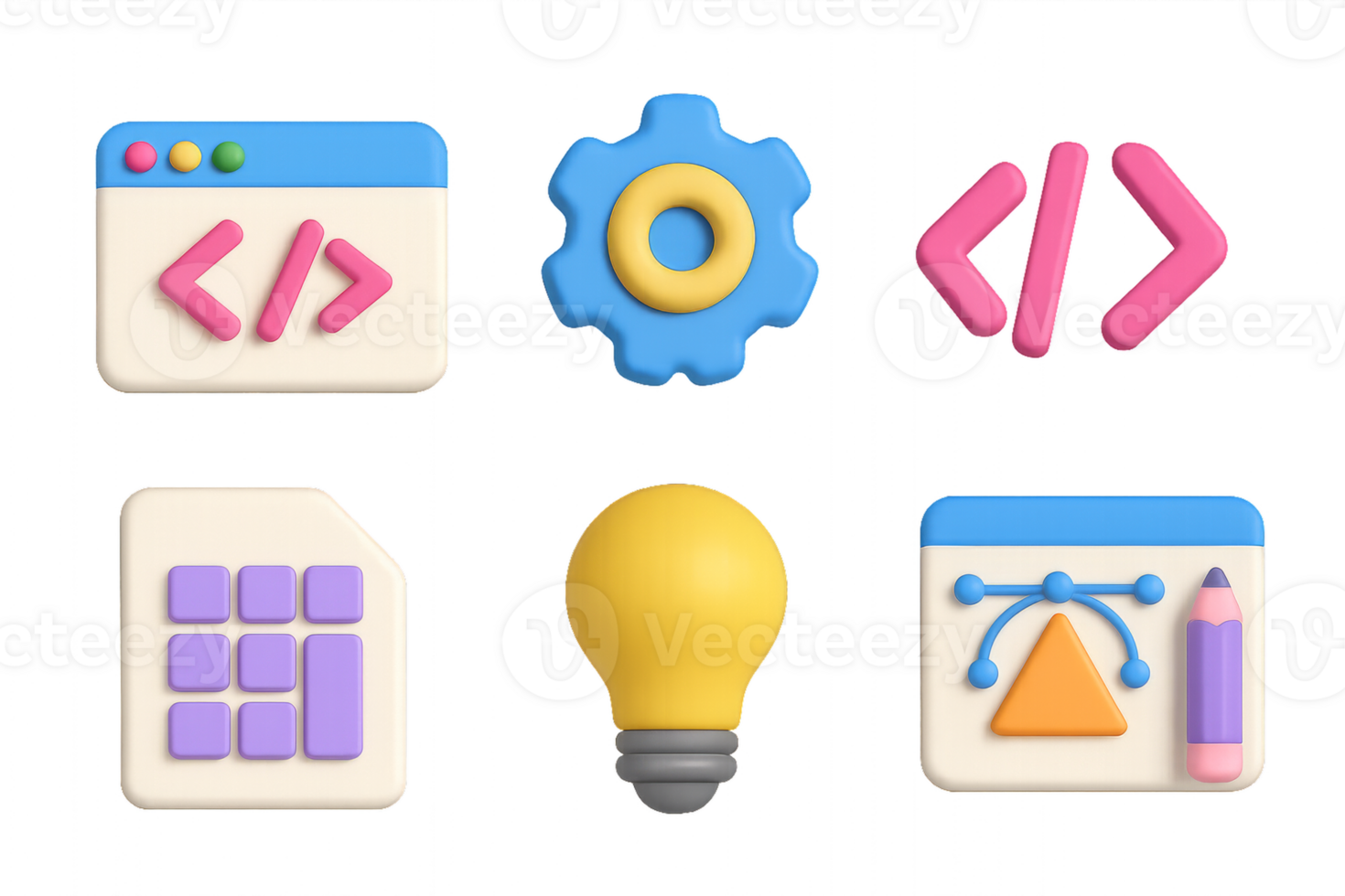 Colorful 3D Icons for Simple Design and Creative Composition png