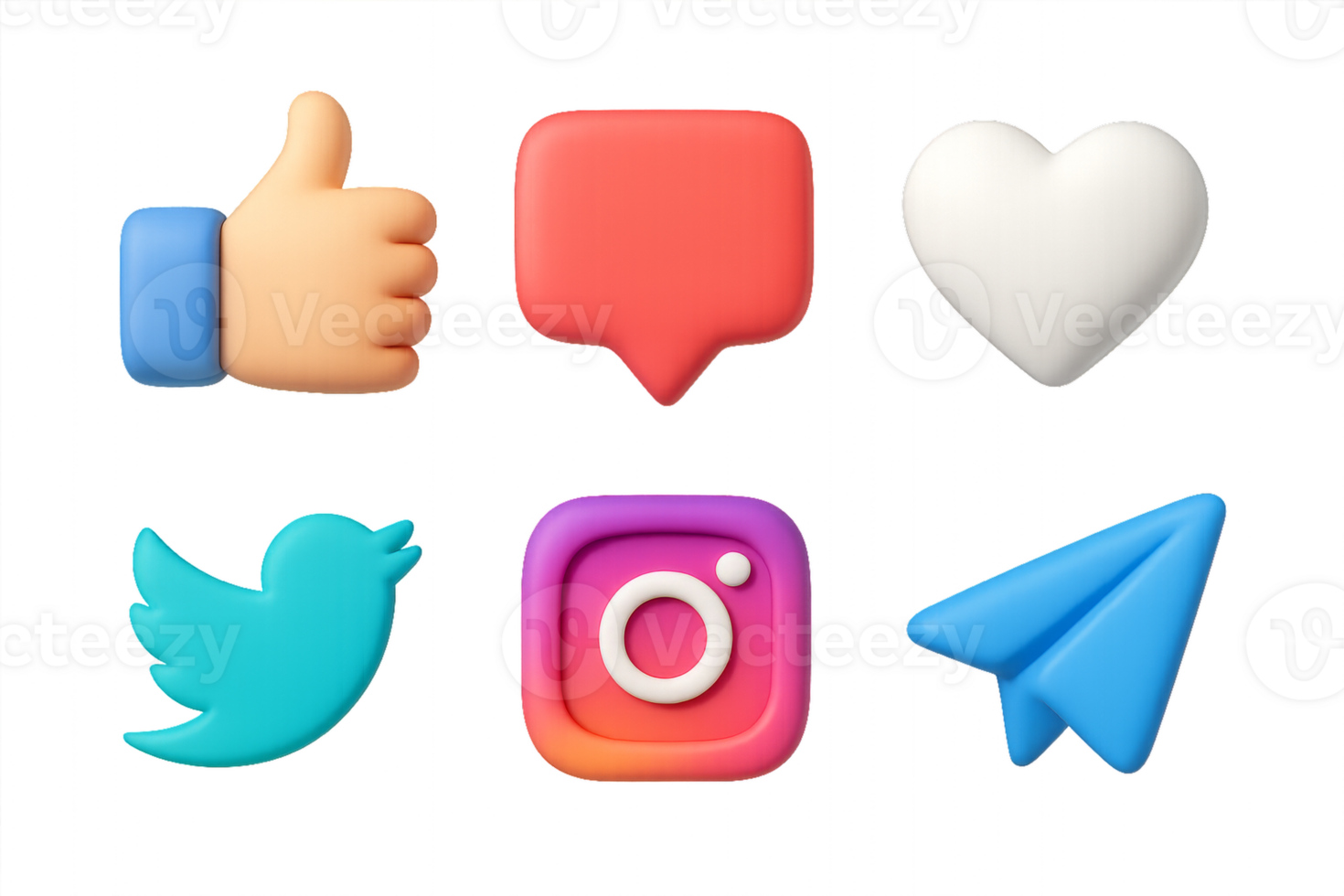 Colorful 3D Social Media Icons for Engagement and Communication png