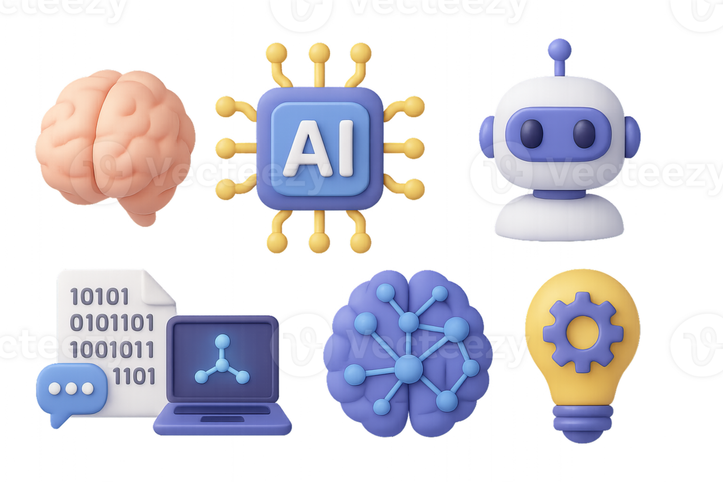 Colorful 3D Icons Representing AI Technology and Innovation Concepts png