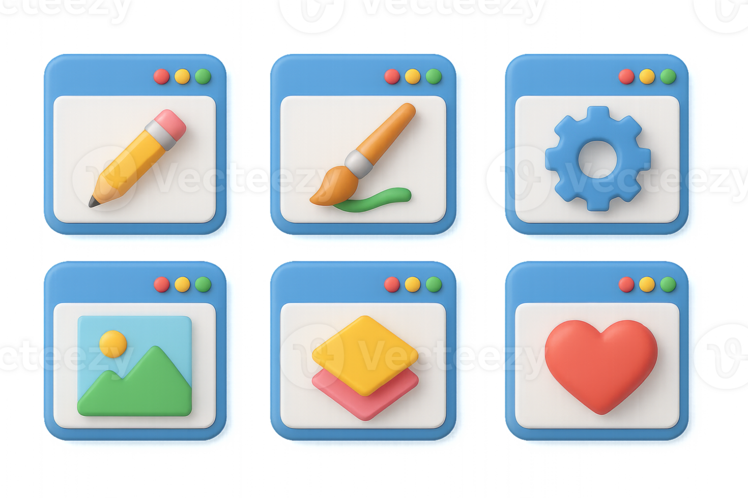 Simple 3D Icons Set for Creative Composition and Design Projects png