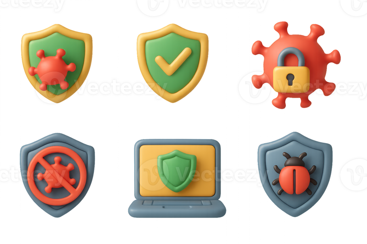 3D Antivirus Icons with Simple Design for Digital Security Concepts png