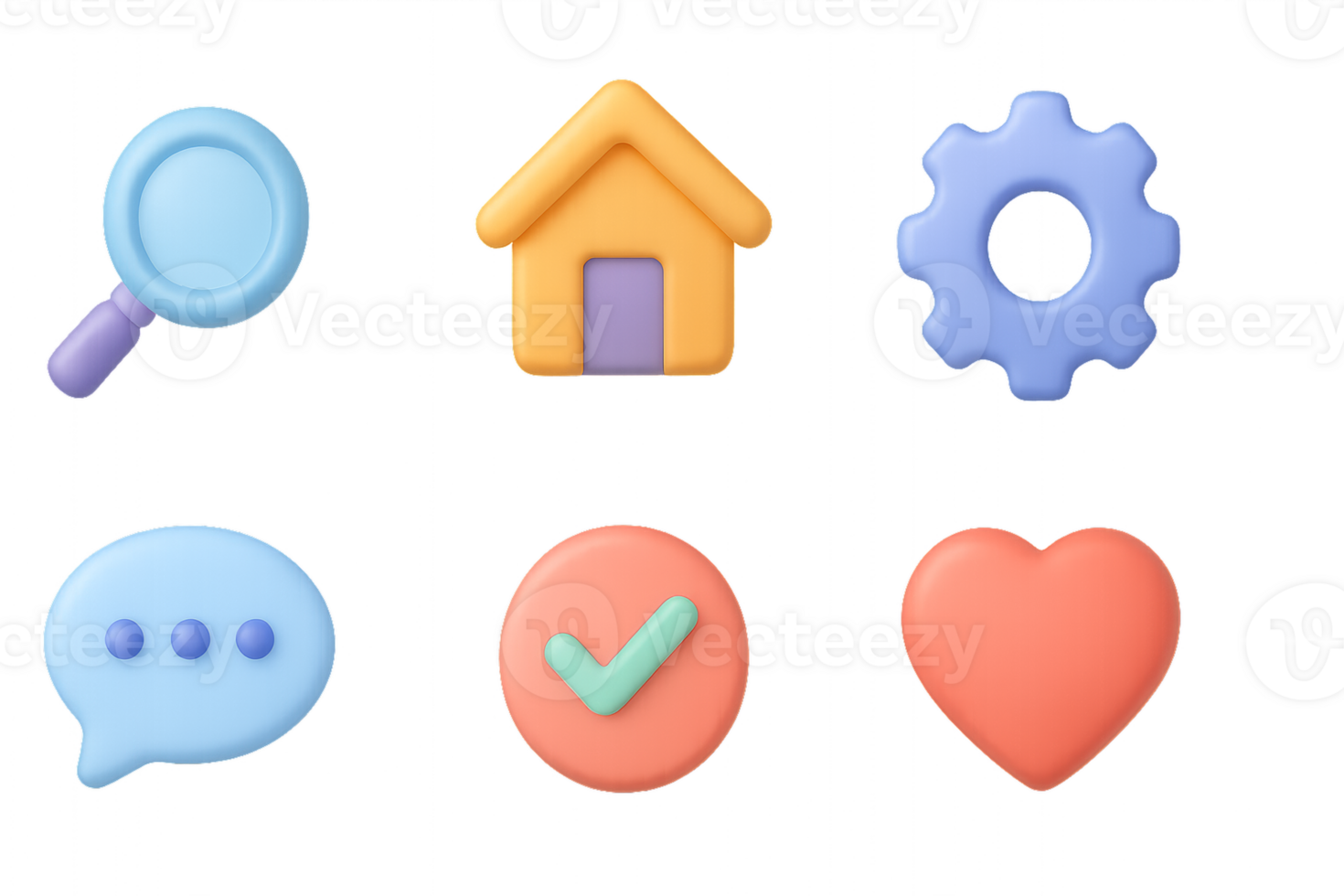 Simple 3D Icon Collection Featuring Colorful Variants for Design png