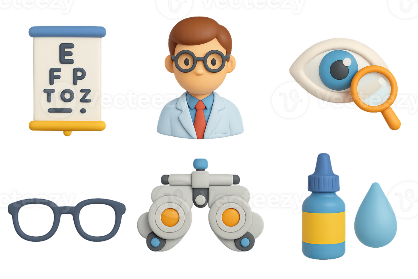 Colorful Optometrist Icon Set with Medical Equipment for Vision Care png