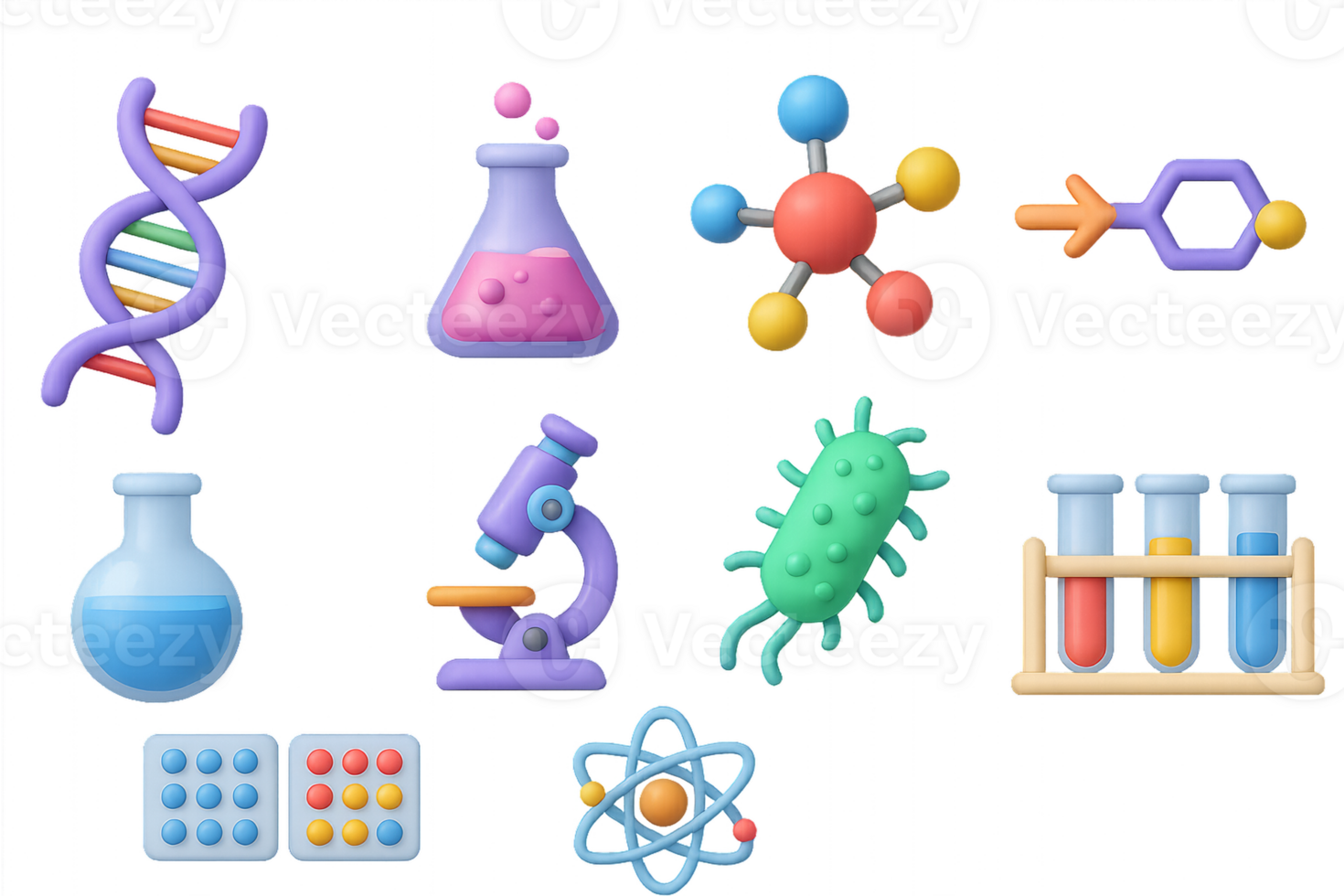 Colorful Icons Representing Biochemistry Concepts and Elements png