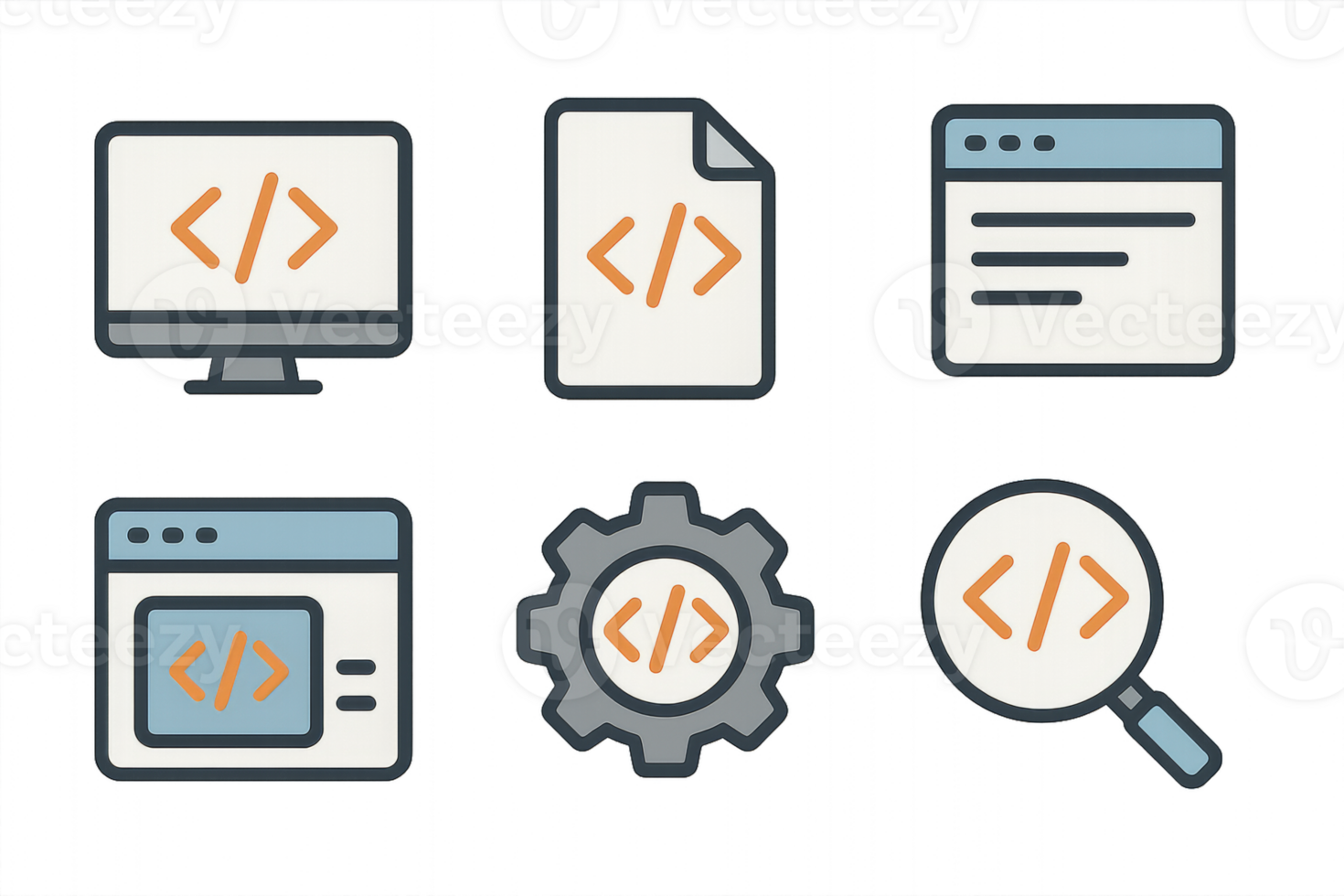 Simple Design Icon Set for Web Development and Coding Tasks png
