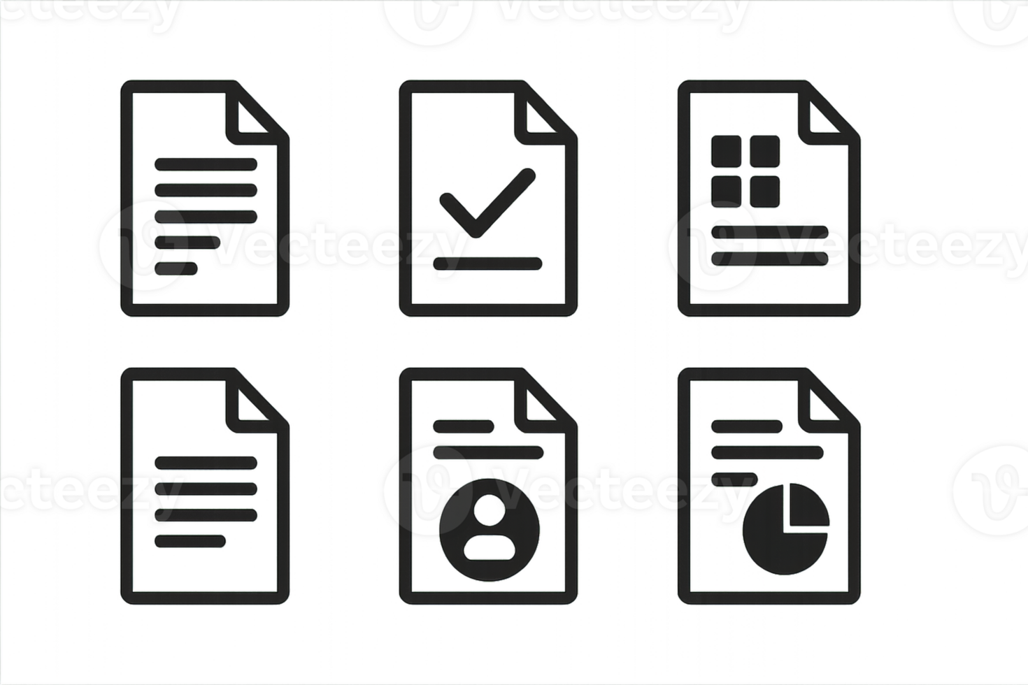 Simple Icon Set Design with Document Symbols and Checkmarks png
