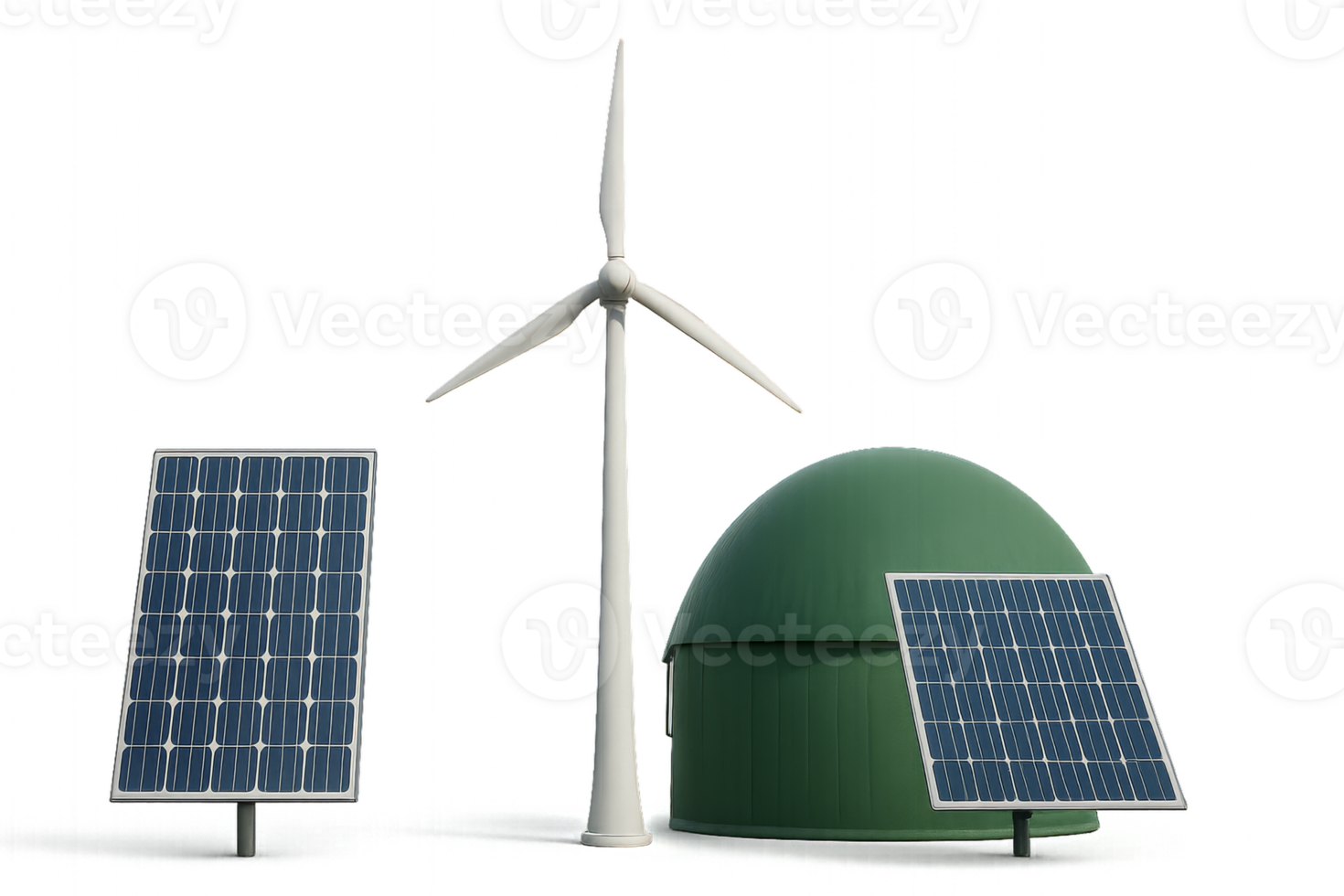 Renewable Energy Solutions with Wind Turbine and Solar Panels png