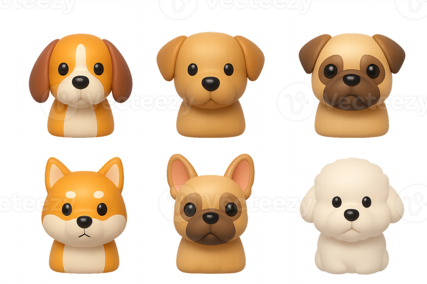 Simple 3D Dog Icons Set for Creative Projects and Digital Design png