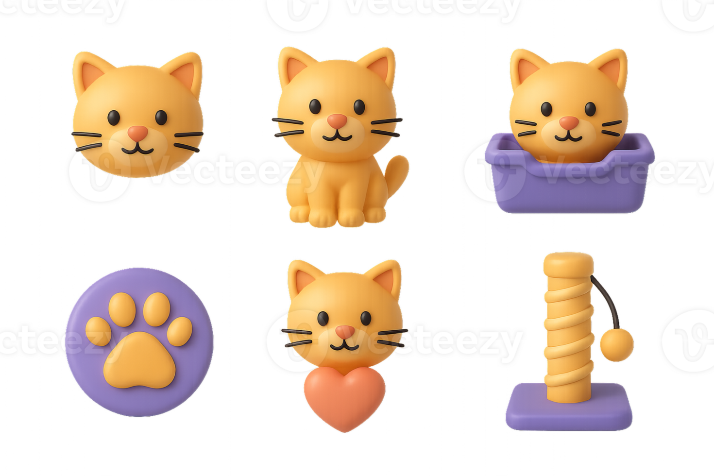Cute 3D Cat Icons Collection for Easy Design Applications png
