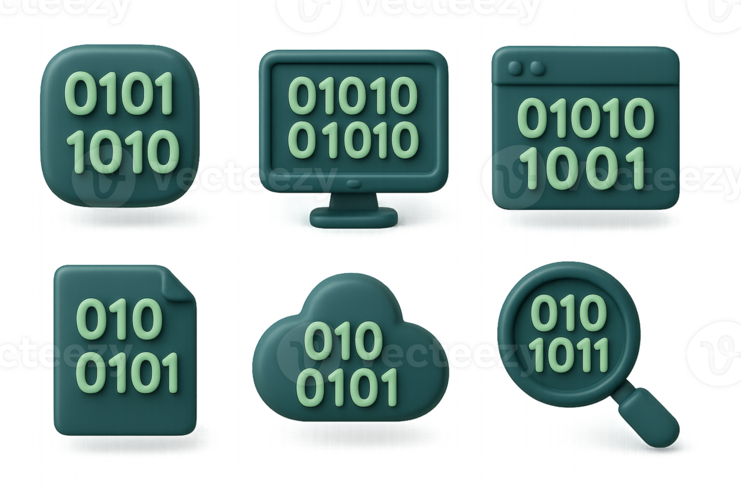 Simple Binary Code Icons for Digital Design and Programming Needs ...
