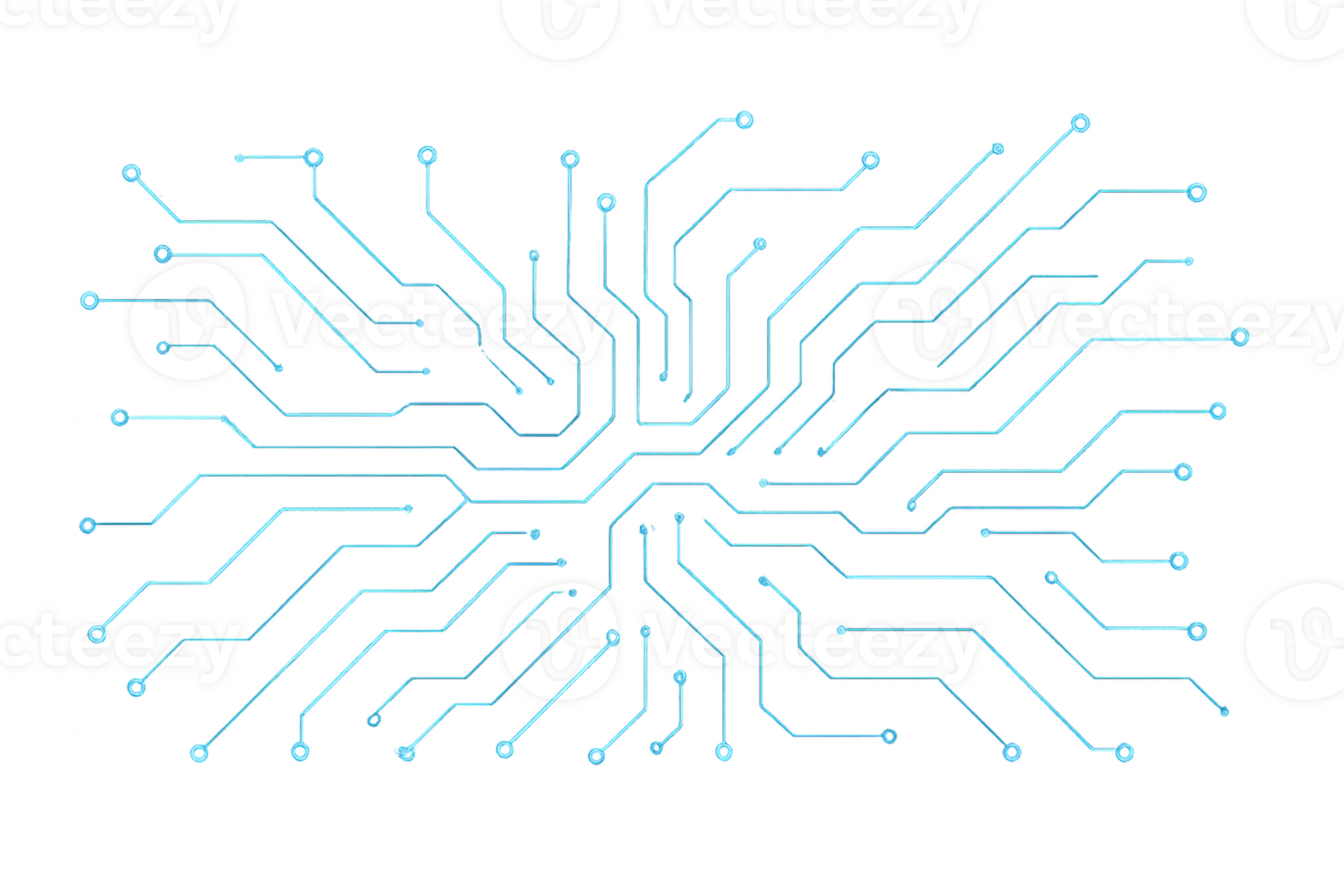 Glowing Blue Circuitry Design with Abstract Patterns and Lines png