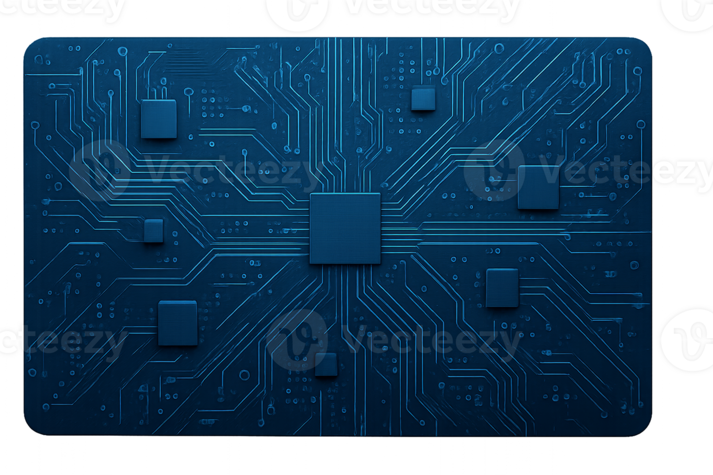 Blue Circuit Board Design with Abstract Technology Elements png