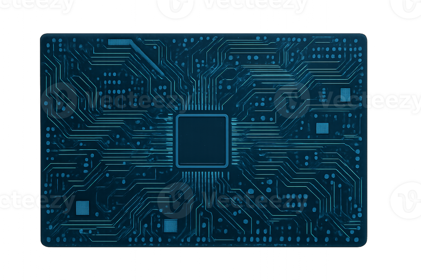 Blue Circuit Board Design with Intricate Patterns and Textures png