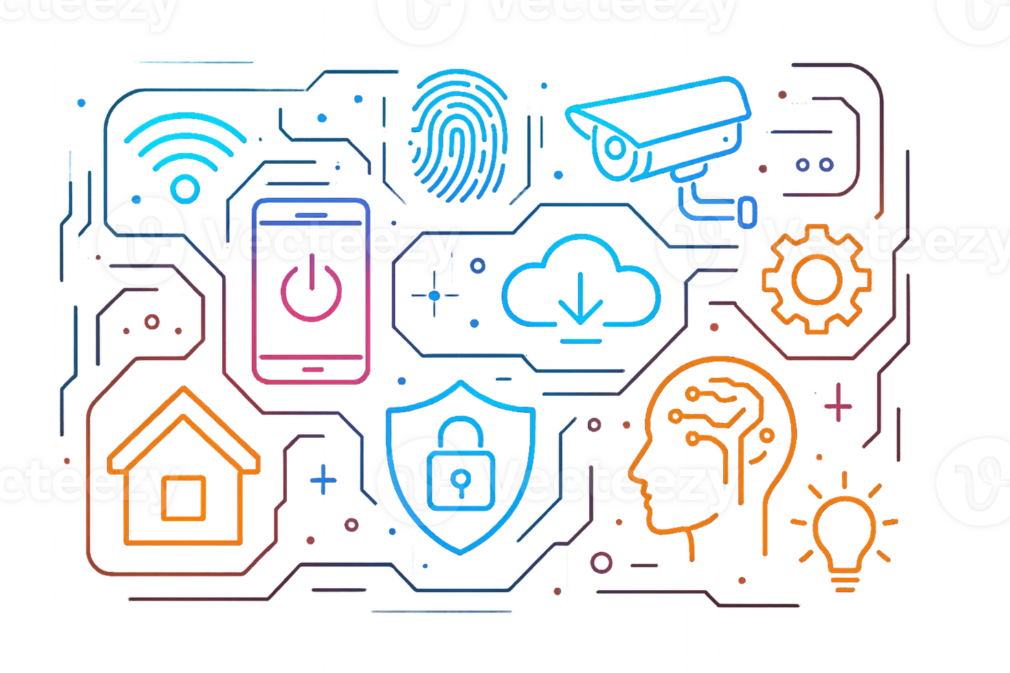 Colorful Infographic of Smart Technology and HUD Concepts png