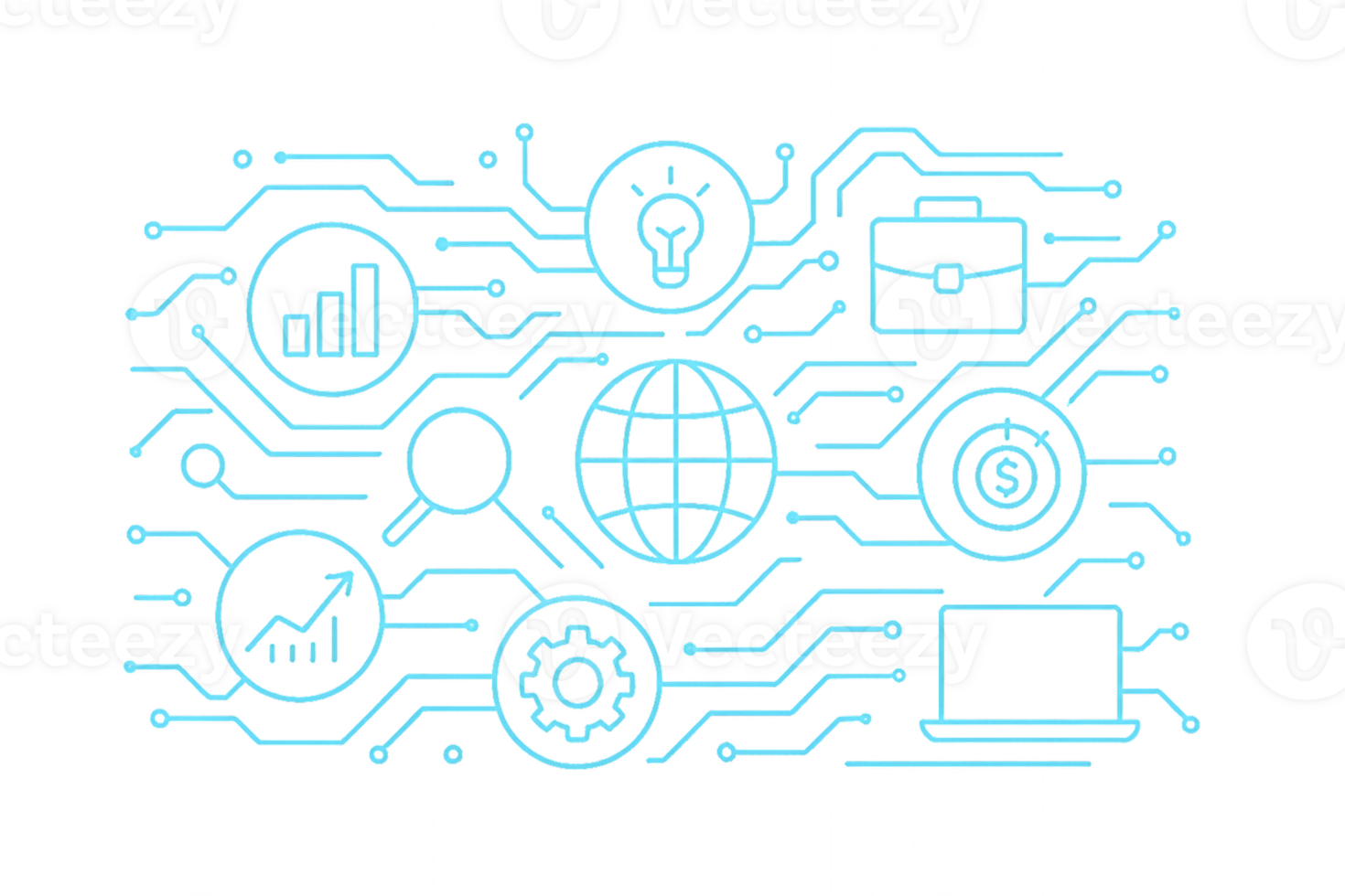 Blue Line Pattern Design with Technology and Business Elements png