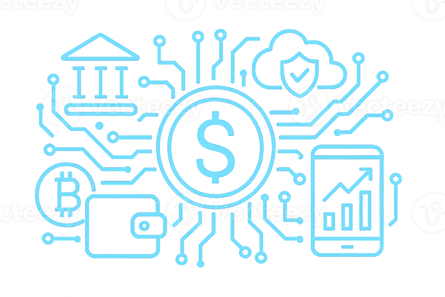 Digital Money Icons in Simple Design for Financial Concepts png