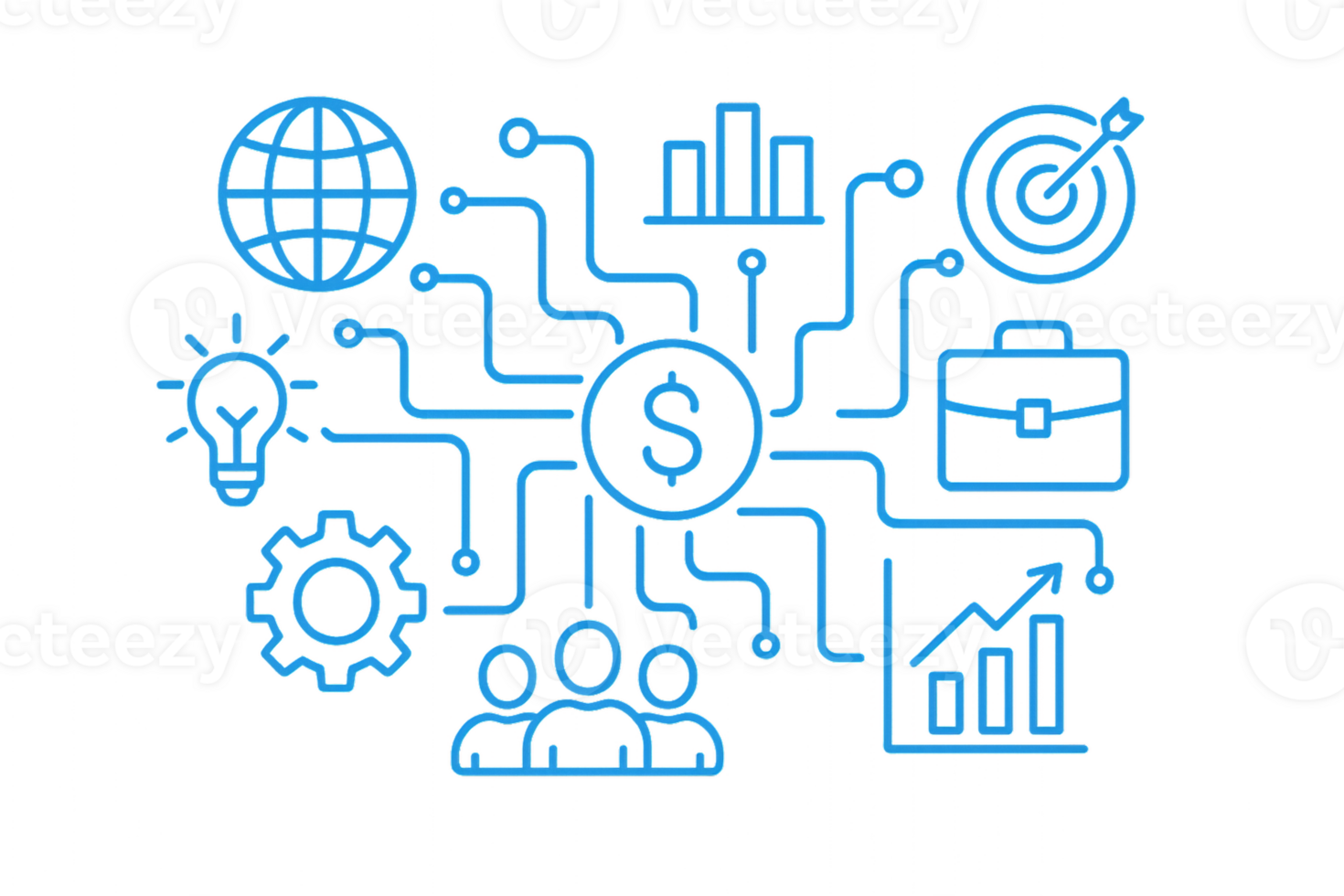 Modern Blue Line Design for Business Connections and Growth png