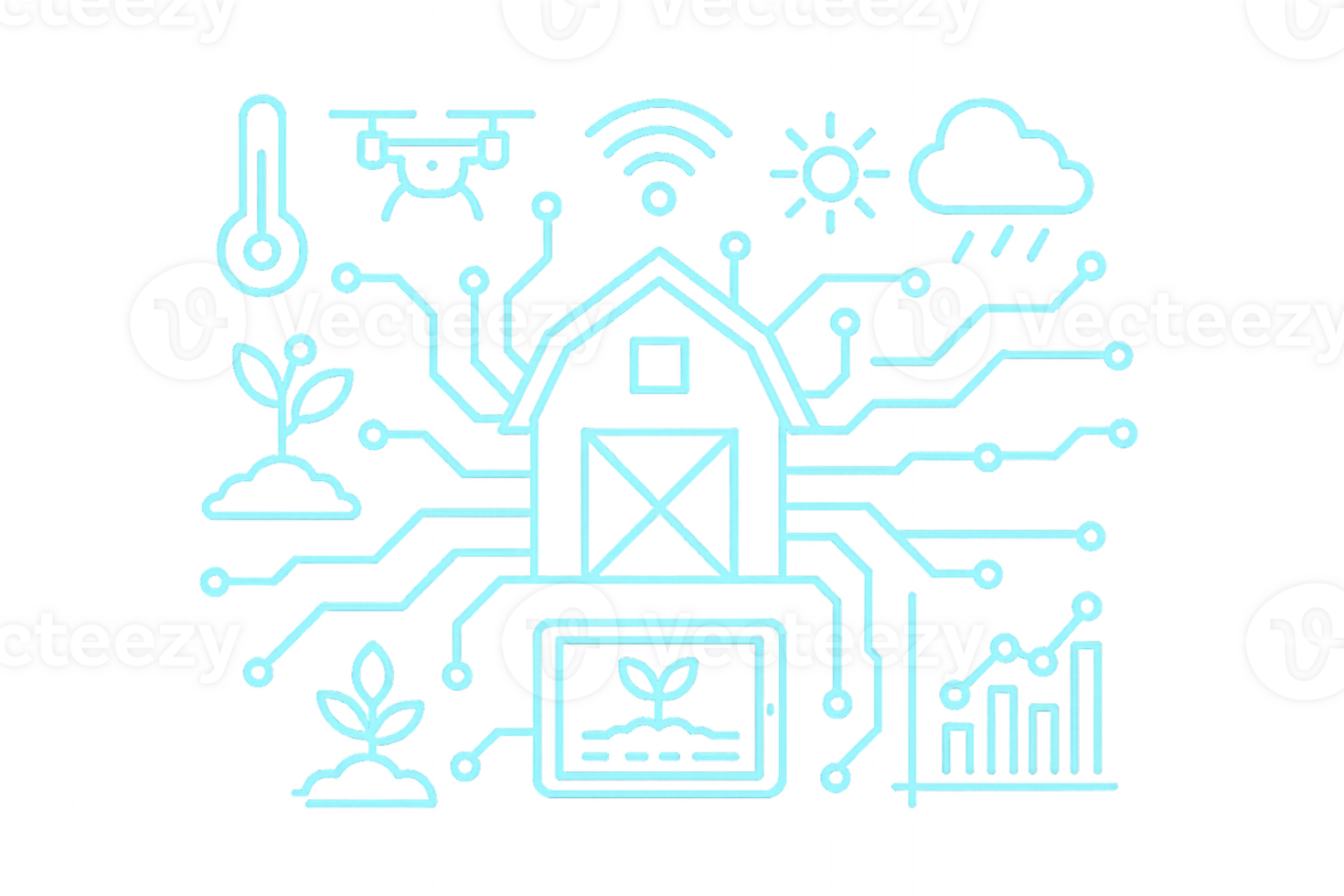 Modern Smart Farm Concept with Technology and Analytics Integration png
