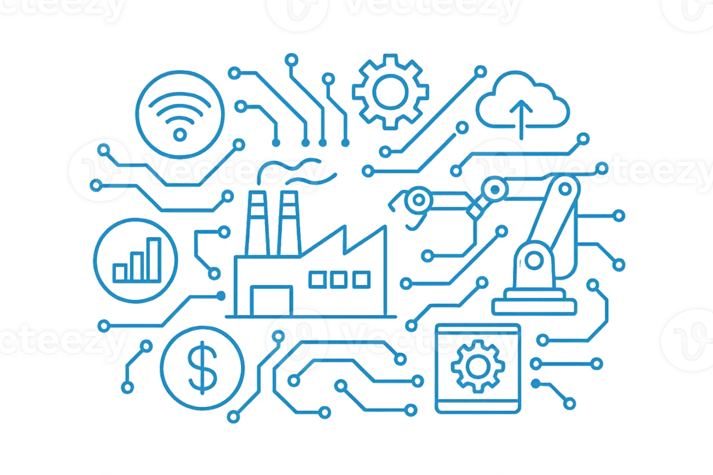 Smart Factory Concept with Modern Technology and Industrial Elements png