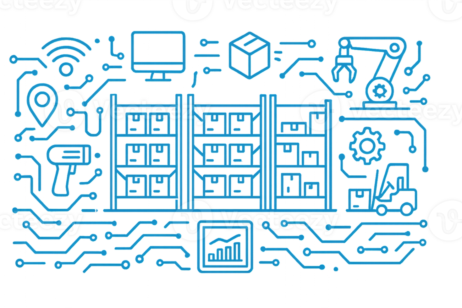Smart Warehouse Technology with Simple Automation and Connectivity png