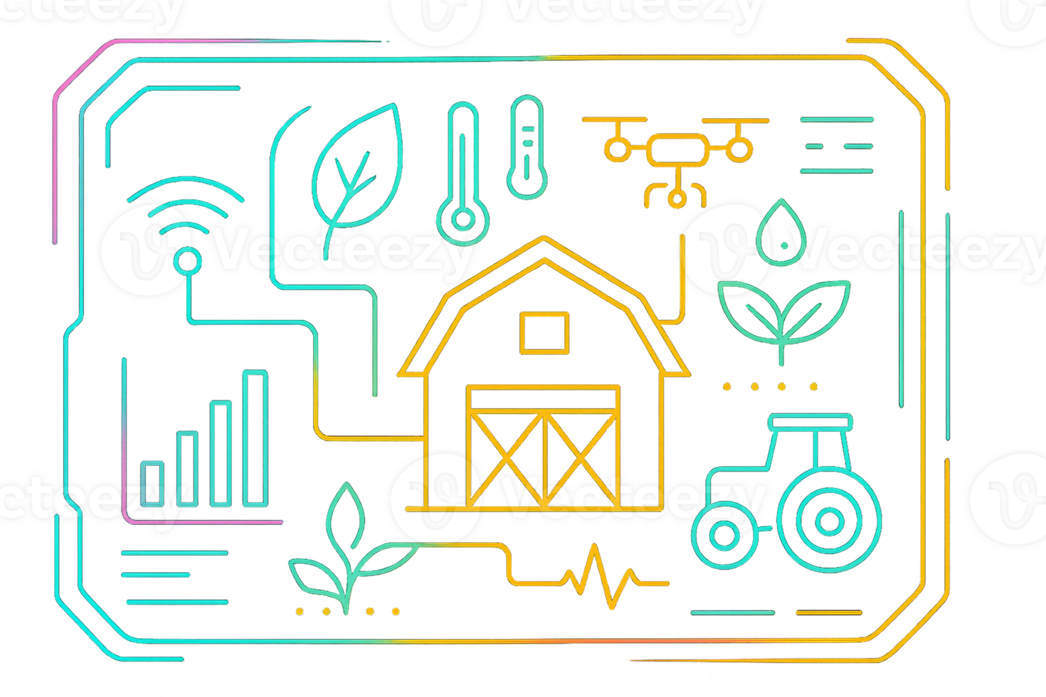 Smart Farm Technology with HUD Icons and Simple Graphics Design png