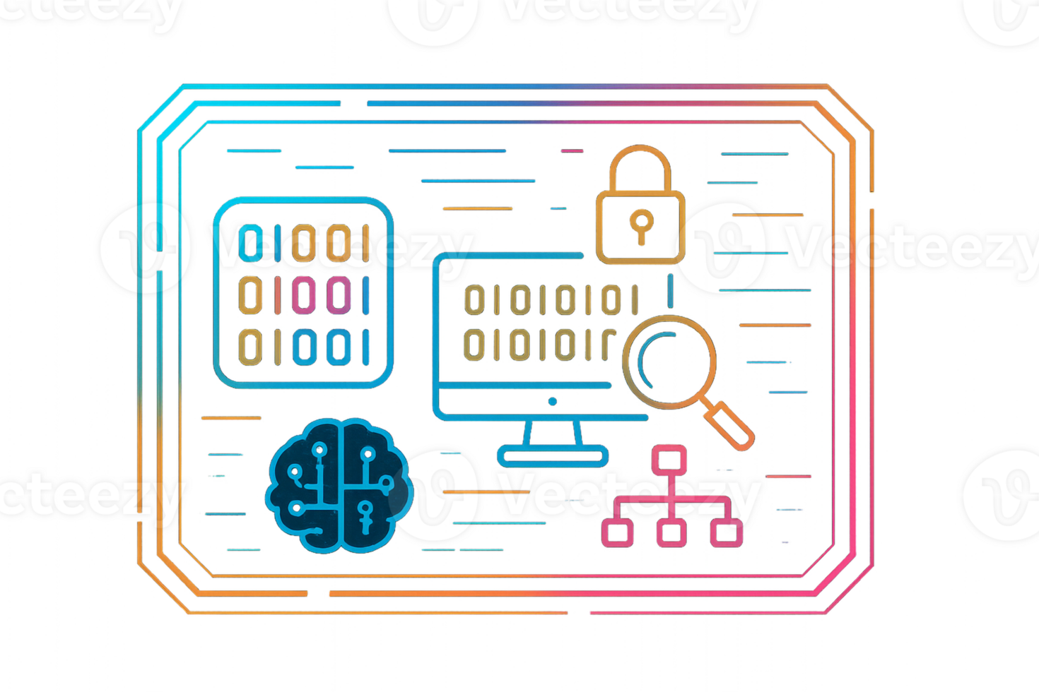 Futuristic Technology Concept with Data Security and AI Elements png