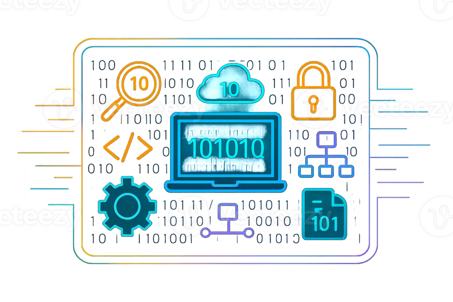 Colorful Tech Display with Data and Security Elements in HUD Design png