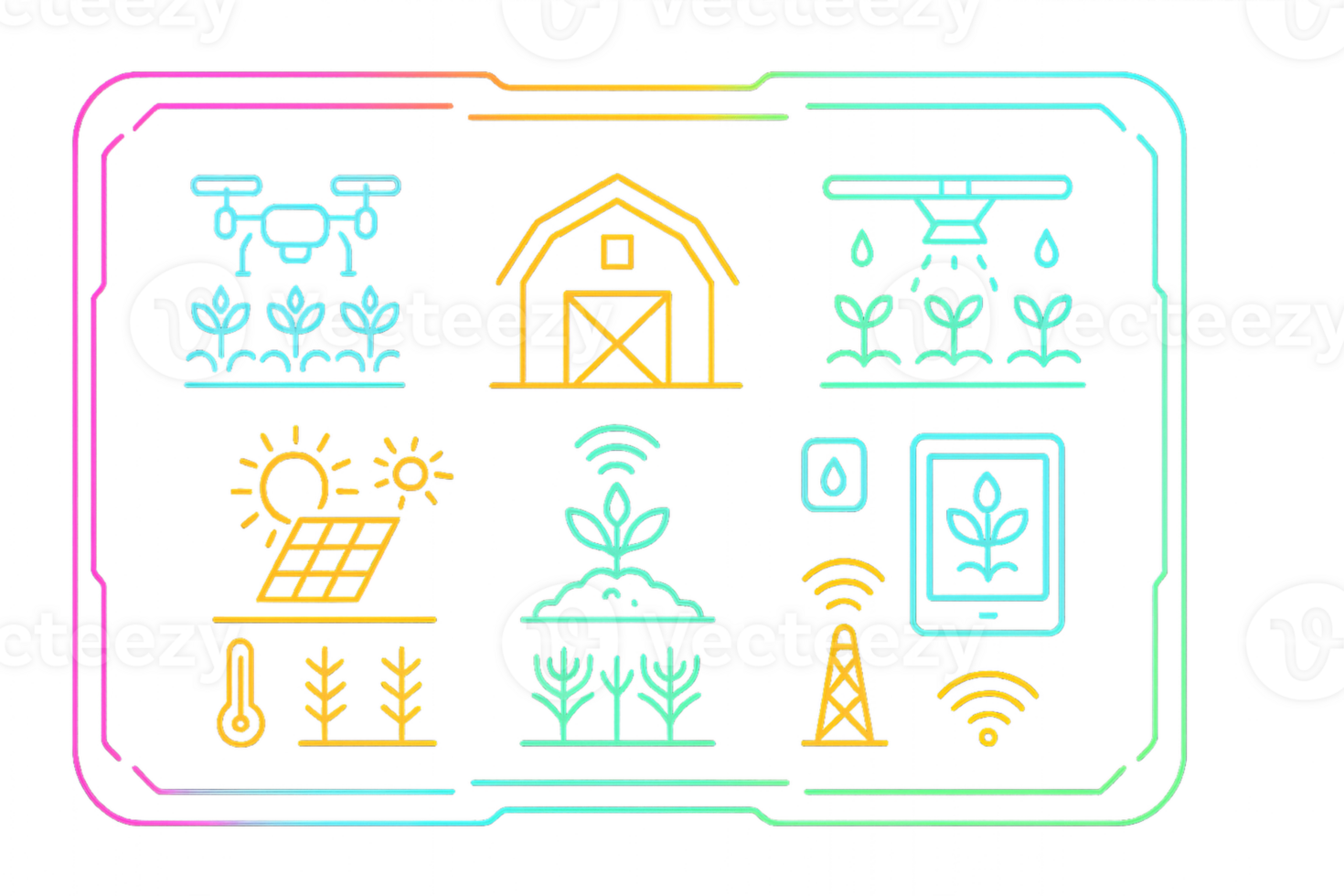 Colorful Smart Farm Interface Illustrating Modern Agriculture Solutions png