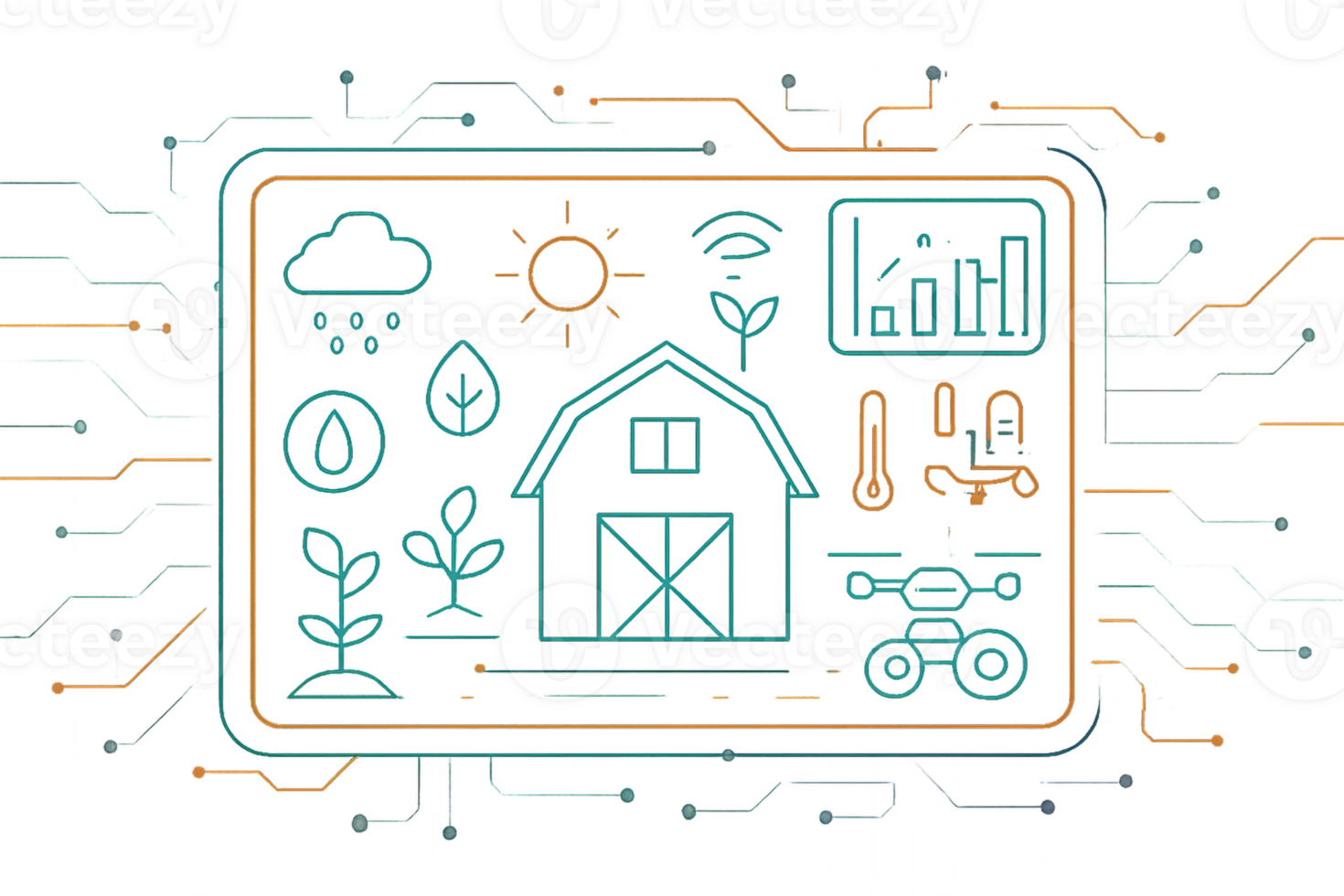 Smart Farming Digital Interface with Icons and Data Visualization png