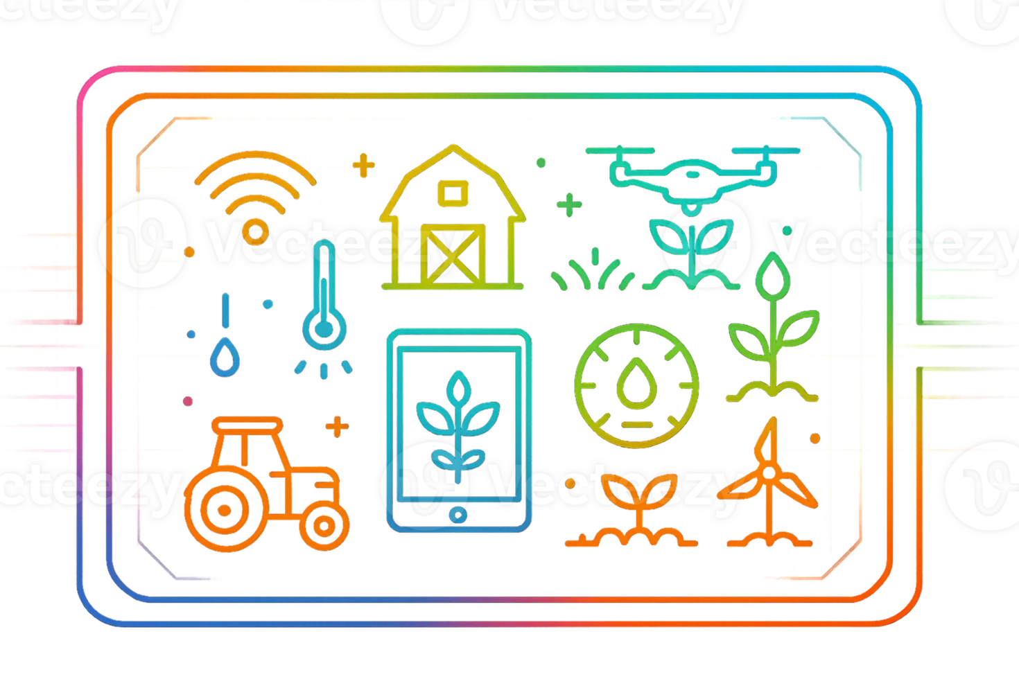 Smart Farm Interface Design with Simple Elements and Technology Icons png
