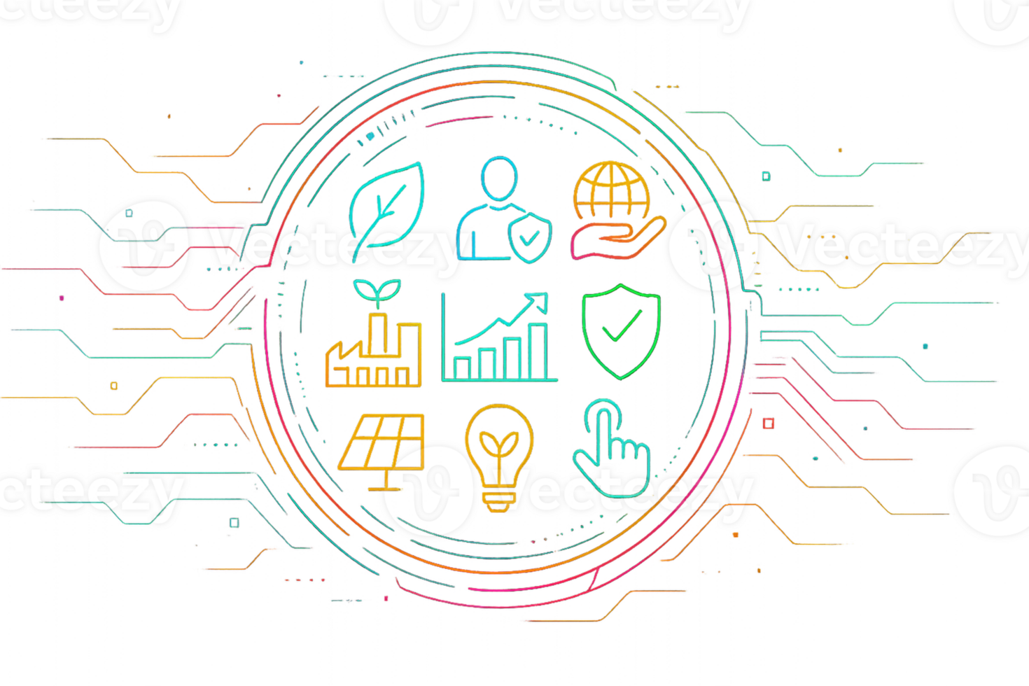 Vibrant Icons Representing ESG Concepts and Simple Visual Elements png