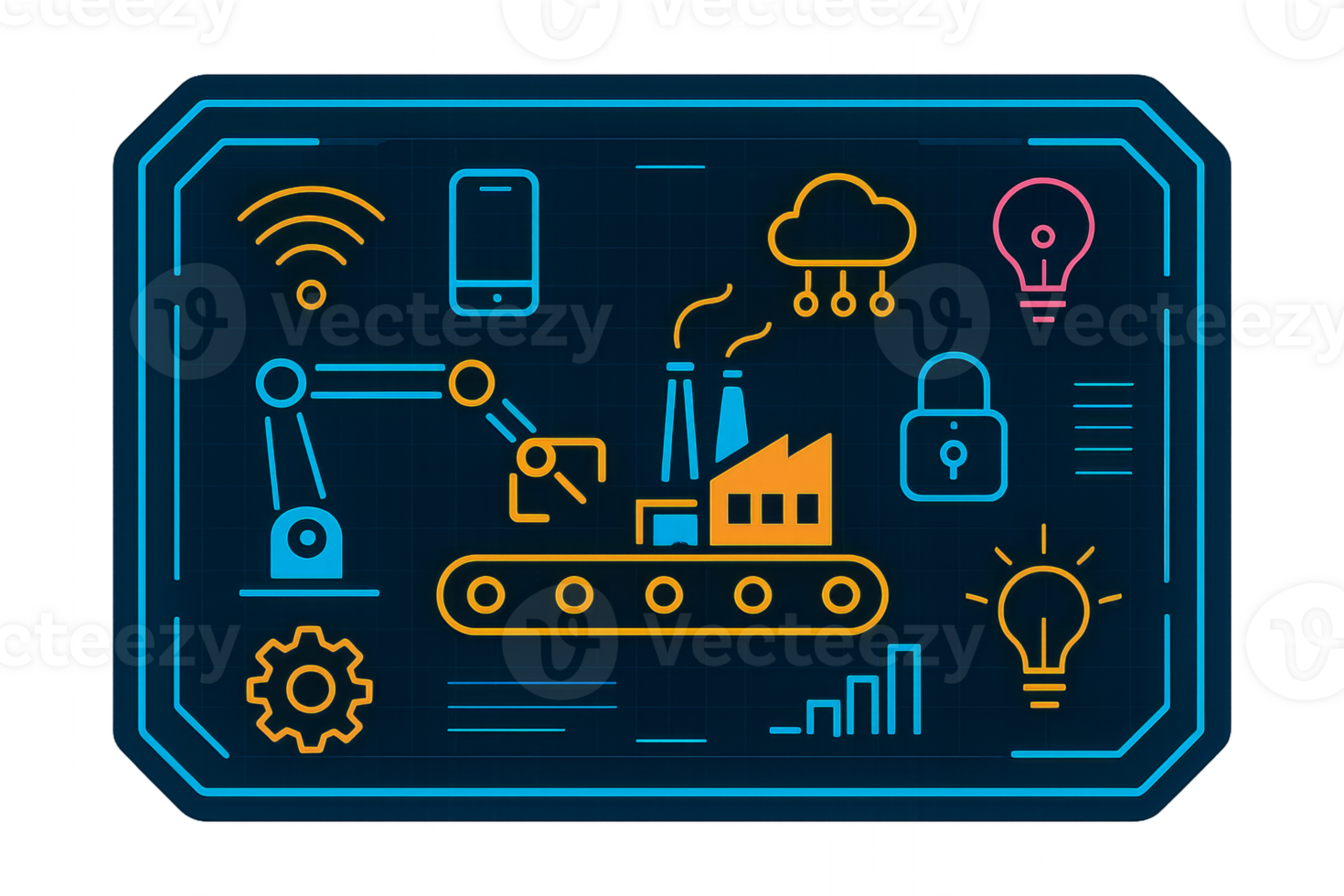 Colorful HUD Screen Design Featuring Simple Industrial Elements png