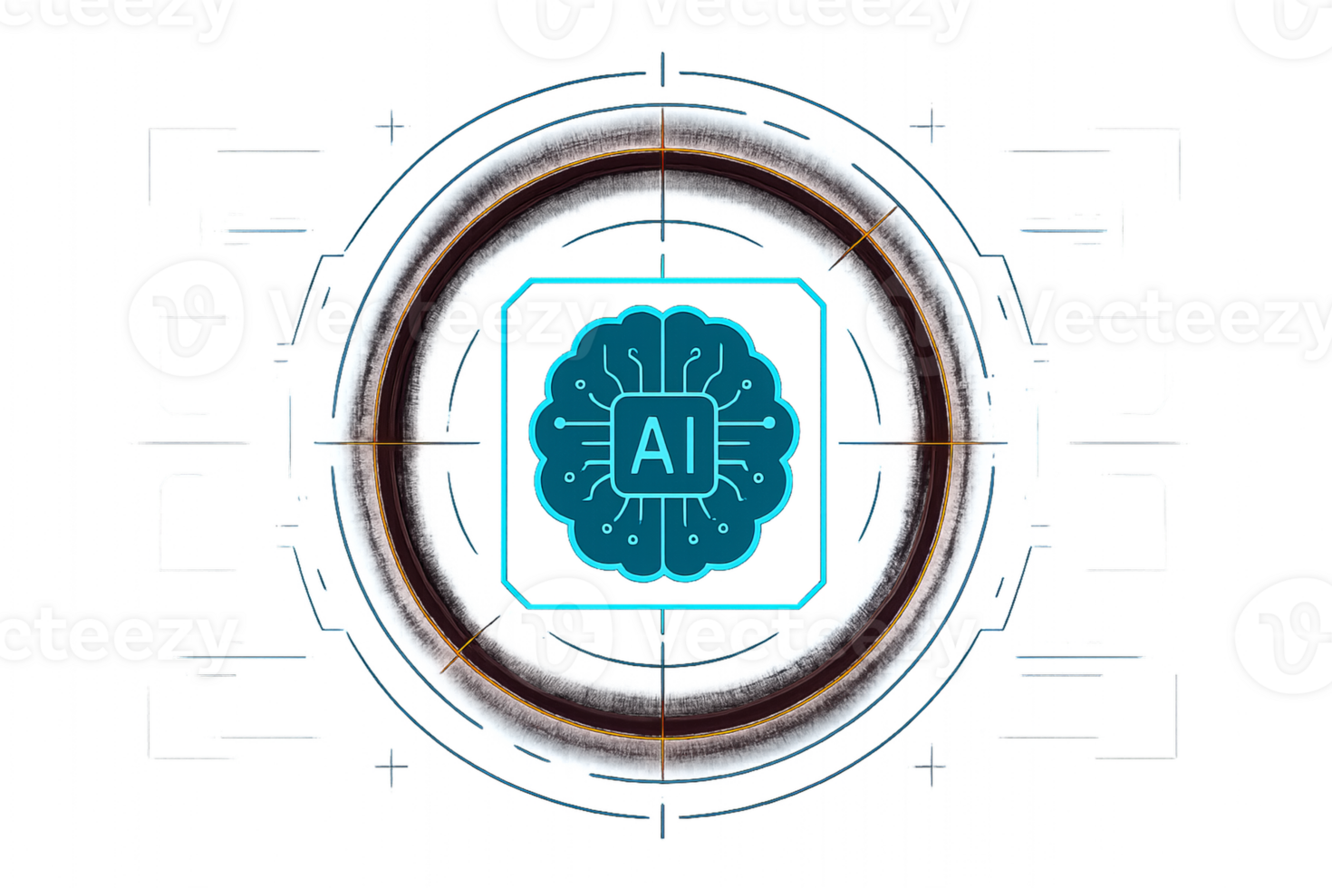 Futuristic AI HUD Design with Simple Geometric Elements png