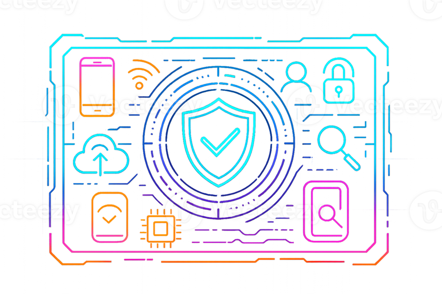 Futuristic HUD Design with Security Elements in Vibrant Colors png